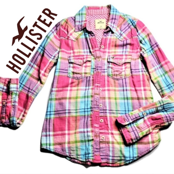 Hollister Tops - Plaid Flannel | Button Down Pink | Hollister | Size XS